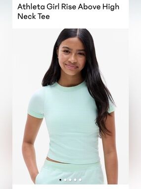 Athleta Girl Mint High-Neck Short Sleeve Tee size XL 14